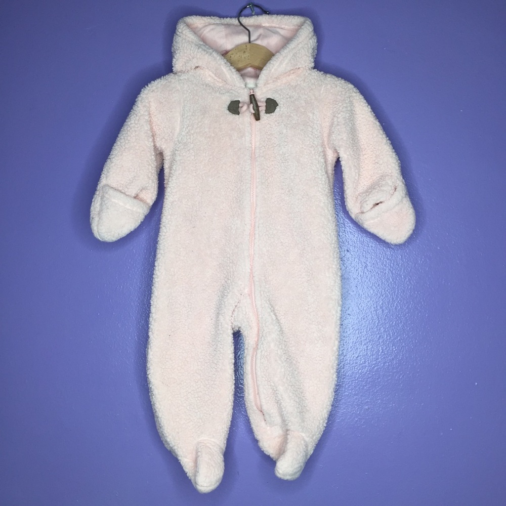 Pink Fuzzy Jumpsuit with Ears